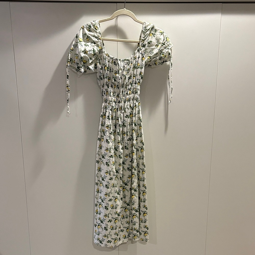 Faithfull the Brand White Floral Long Sleeve Dress